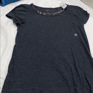 NWT loft embellished grey t shirt top medium